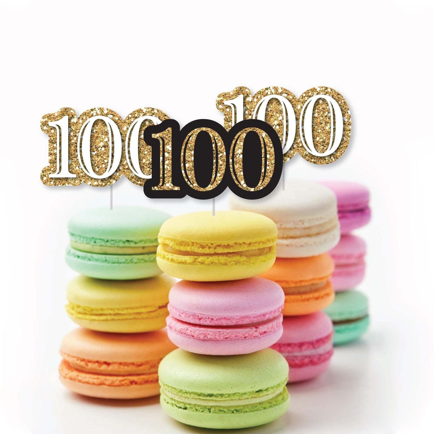 Adult 100th Birthday - Gold - DIY Shaped Party Paper Cut-Outs - 24 ct
