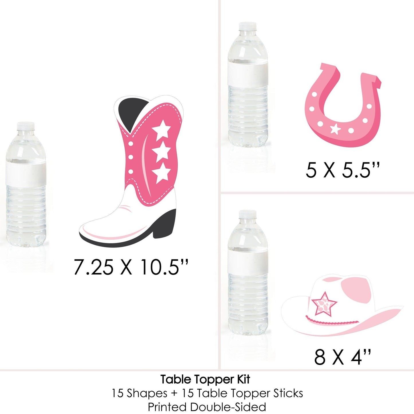 Rodeo Cowgirl - Pink Western Party Centerpiece Sticks - Table Toppers - Set of 15