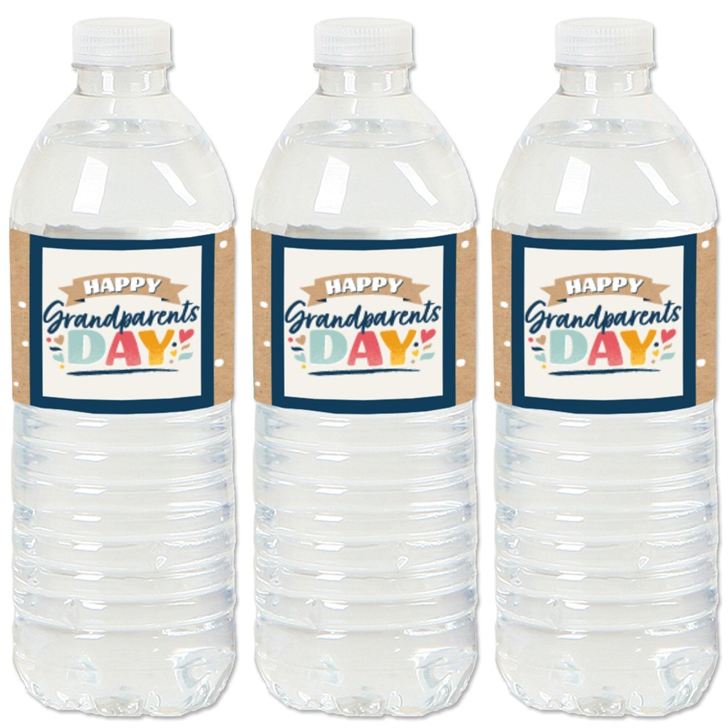 Happy Grandparents Day - Grandma & Grandpa Party Water Bottle Sticker Labels - Set of 20