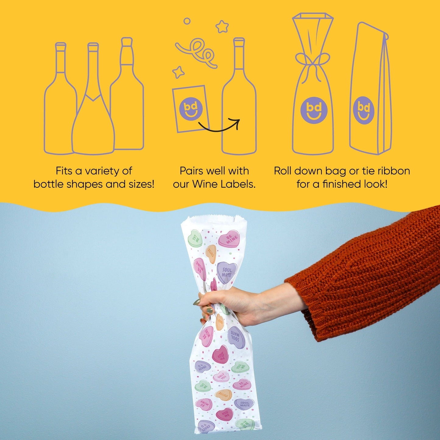 Wine Bags - Valentine Hearts