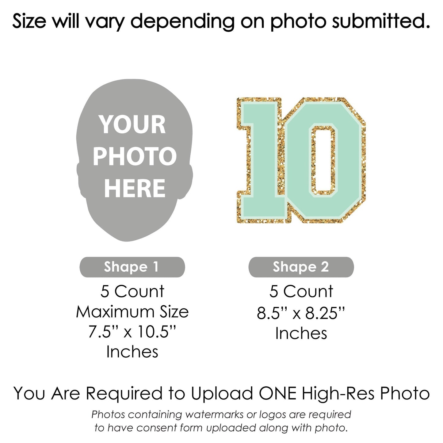 Custom Face Yard Signs - Preppy 10th Birthday Girl - 10 Pc