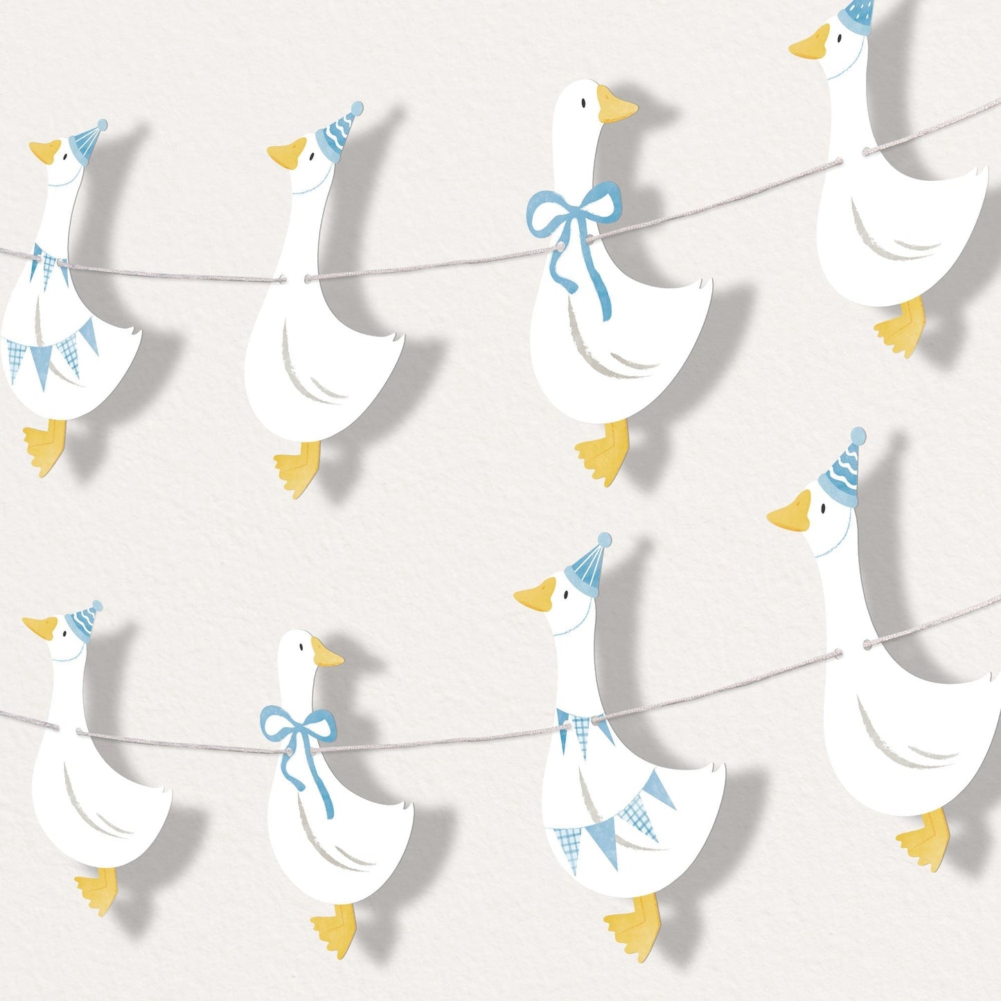 One Silly Goose Blue Garland Banner - 15 Pc
