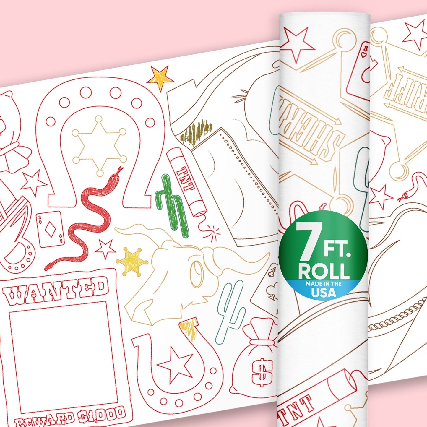 Western Hoedown - Coloring Table Runner - 7'