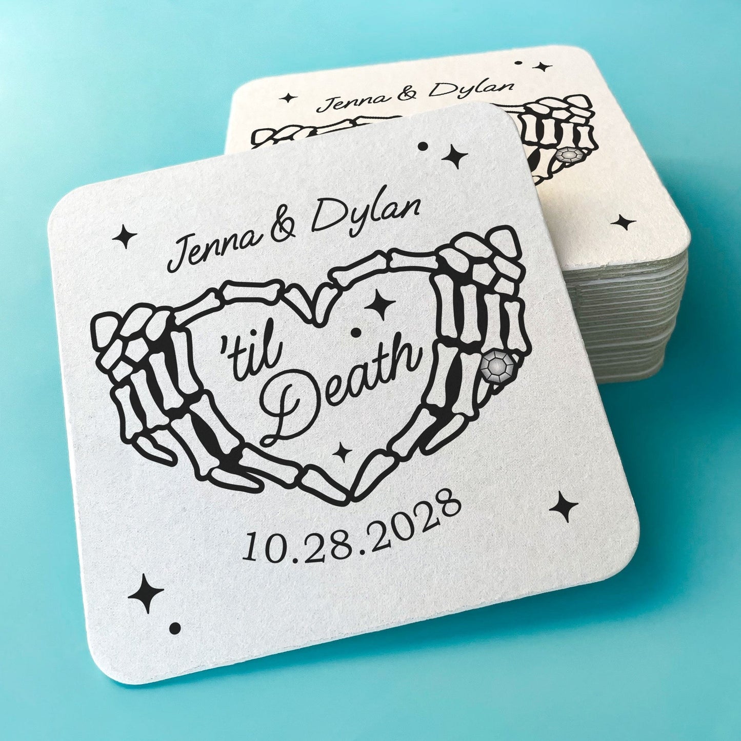 Custom Text Coasters - Til Death Wedding