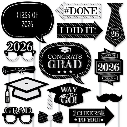 Graduation Cheers - 2026 Graduation Party Photo Booth Props Kit - 20 Count