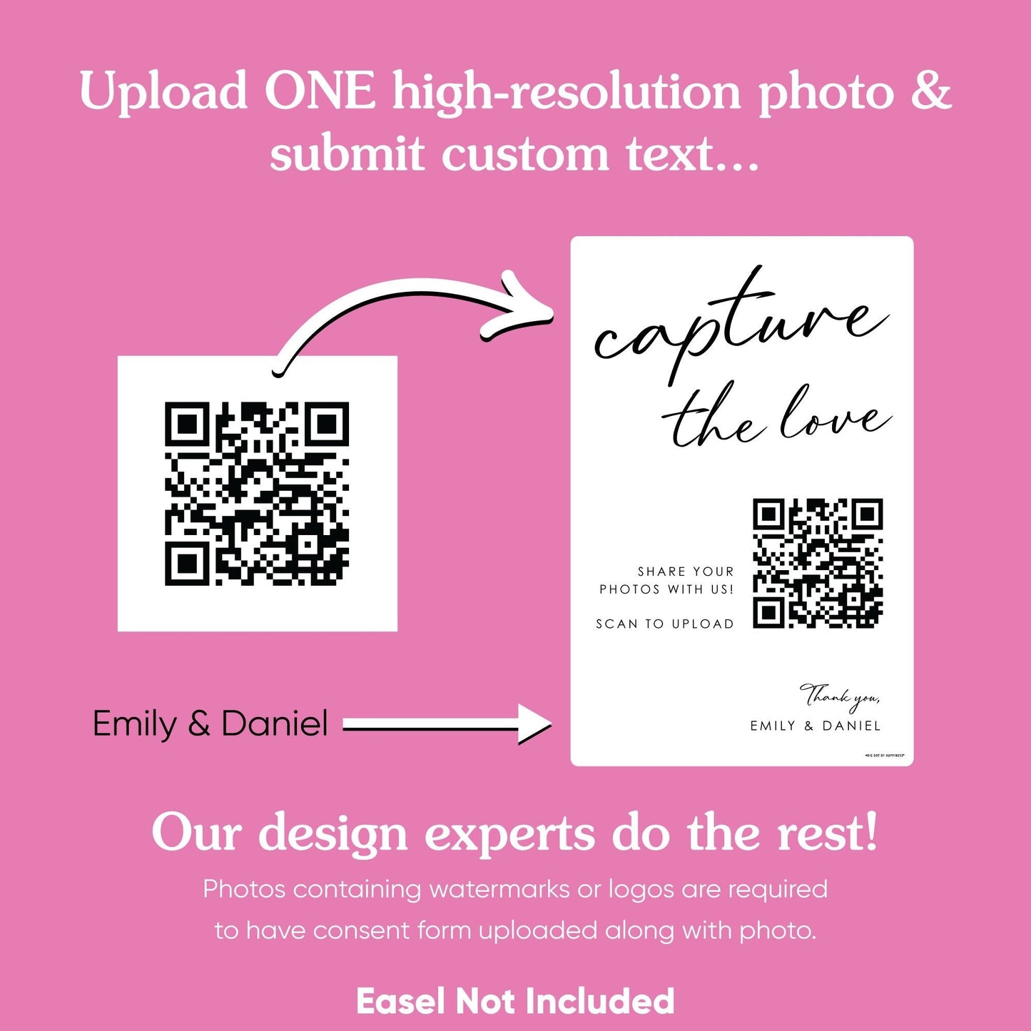 Personalized Photo Upload QR Code Wedding Sign