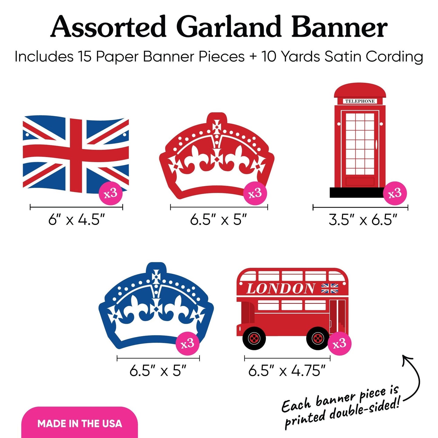Cheerio, London Garland Banner - 15 Pc