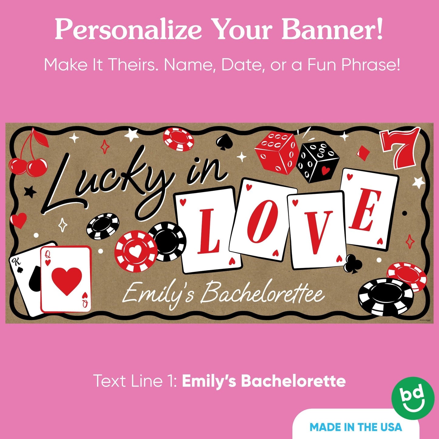 Custom Text Lucky in Love Kraft Banner