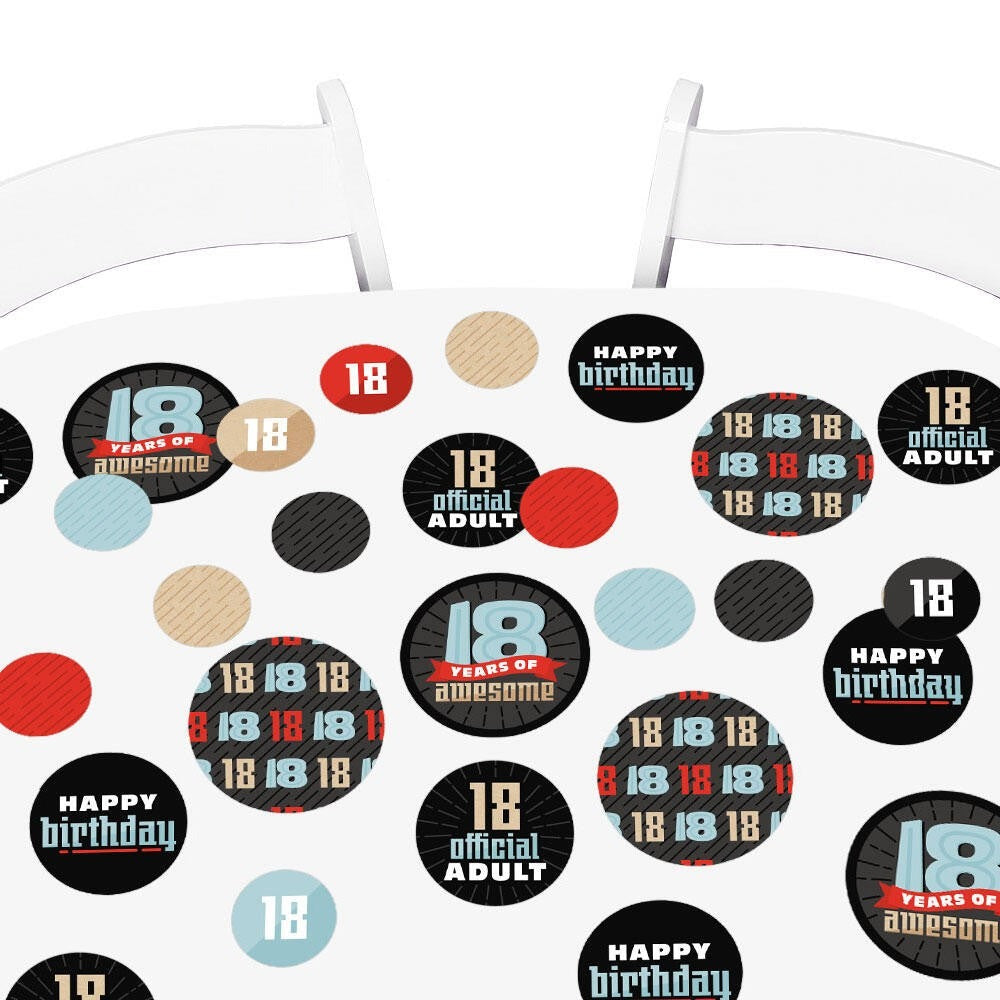 Boy 18th Birthday - Eighteenth Birthday Party Giant Circle Confetti - Party Decorations - Large Confetti 27 Count