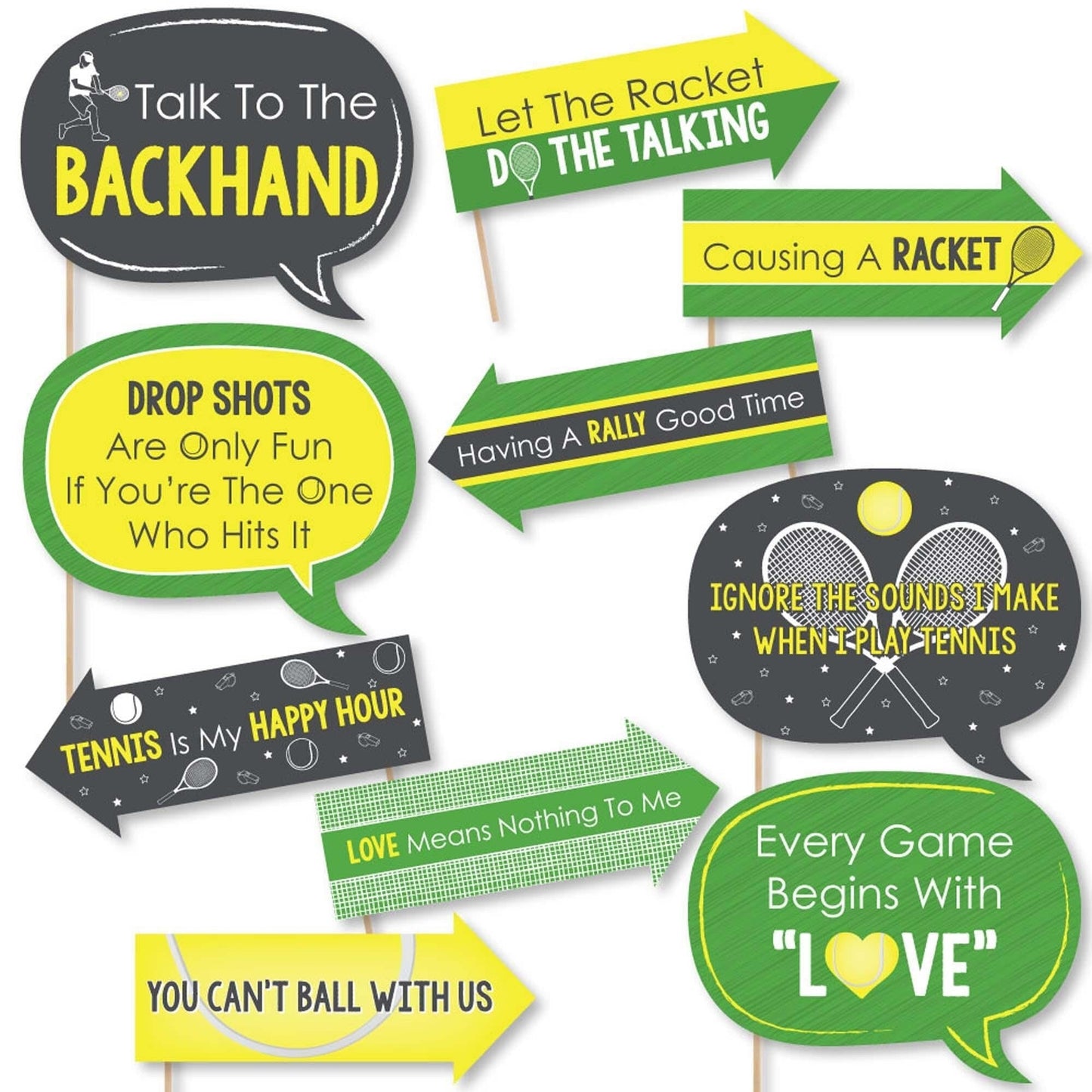 Funny You Got Served - Tennis - 10 Piece Baby Shower or Birthday Party Photo Booth Props Kit