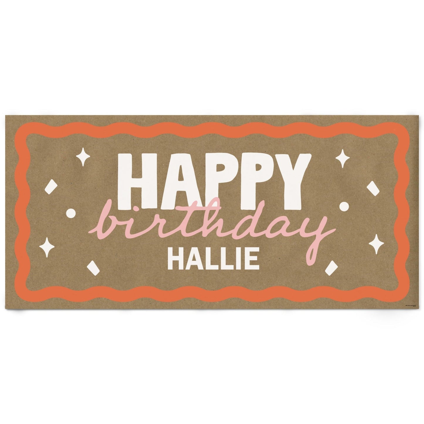 Custom Text Wavy Birthday Kraft Banner