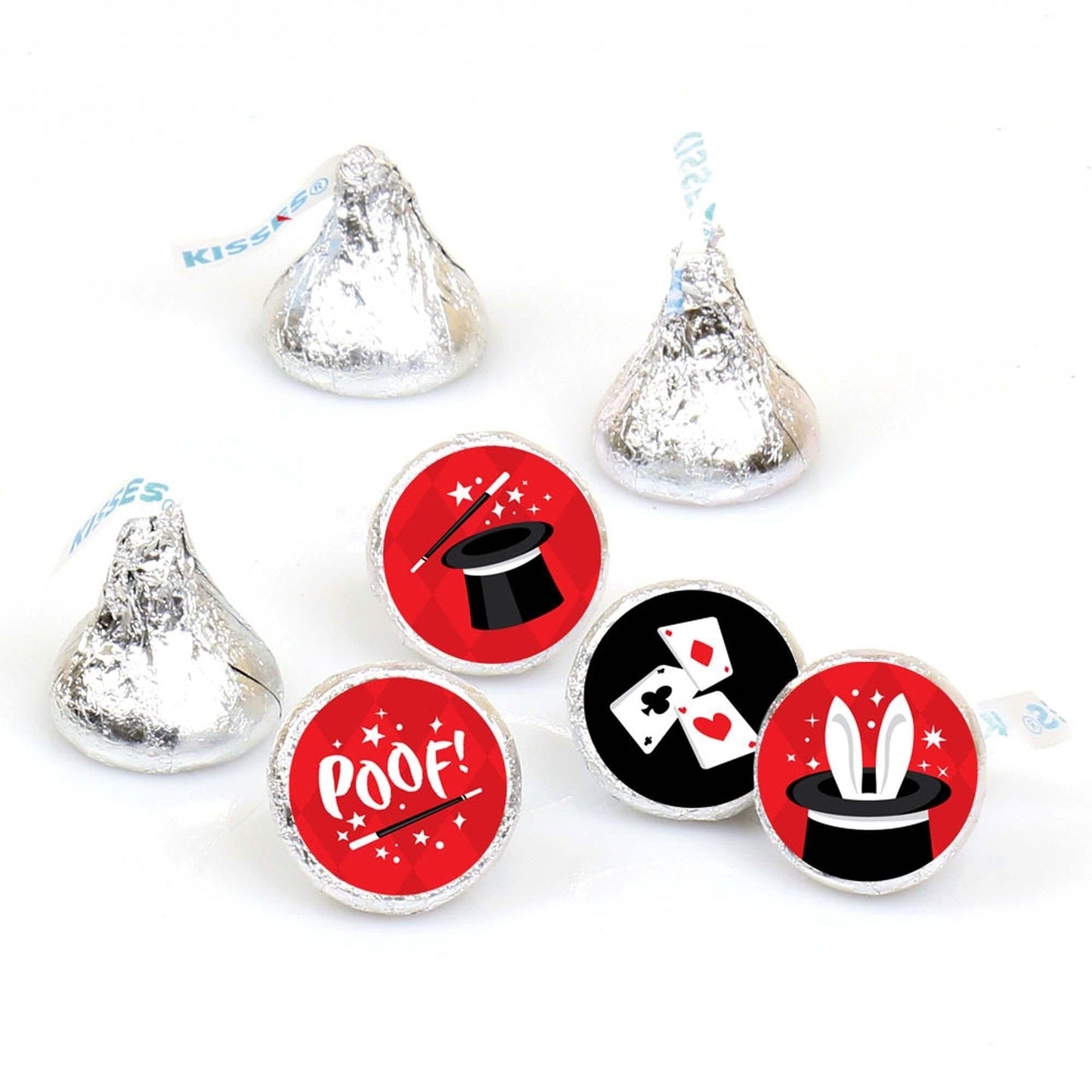 Ta-Da, Magic Show - Magical Birthday Party Round Candy Sticker Favors - Labels Fit Hershey's Kisses (1 sheet of 108)