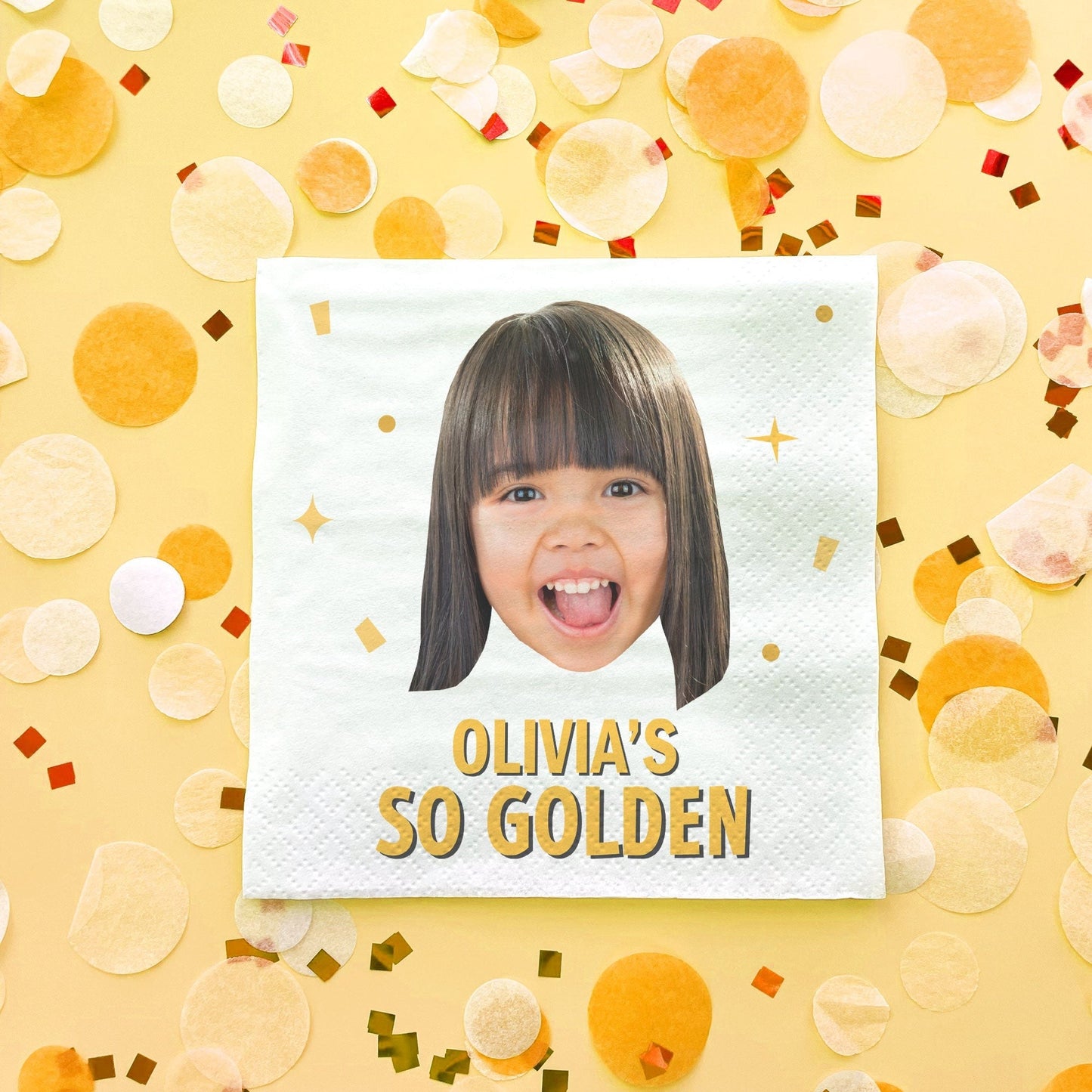 Custom Face Napkins - Golden Birthday