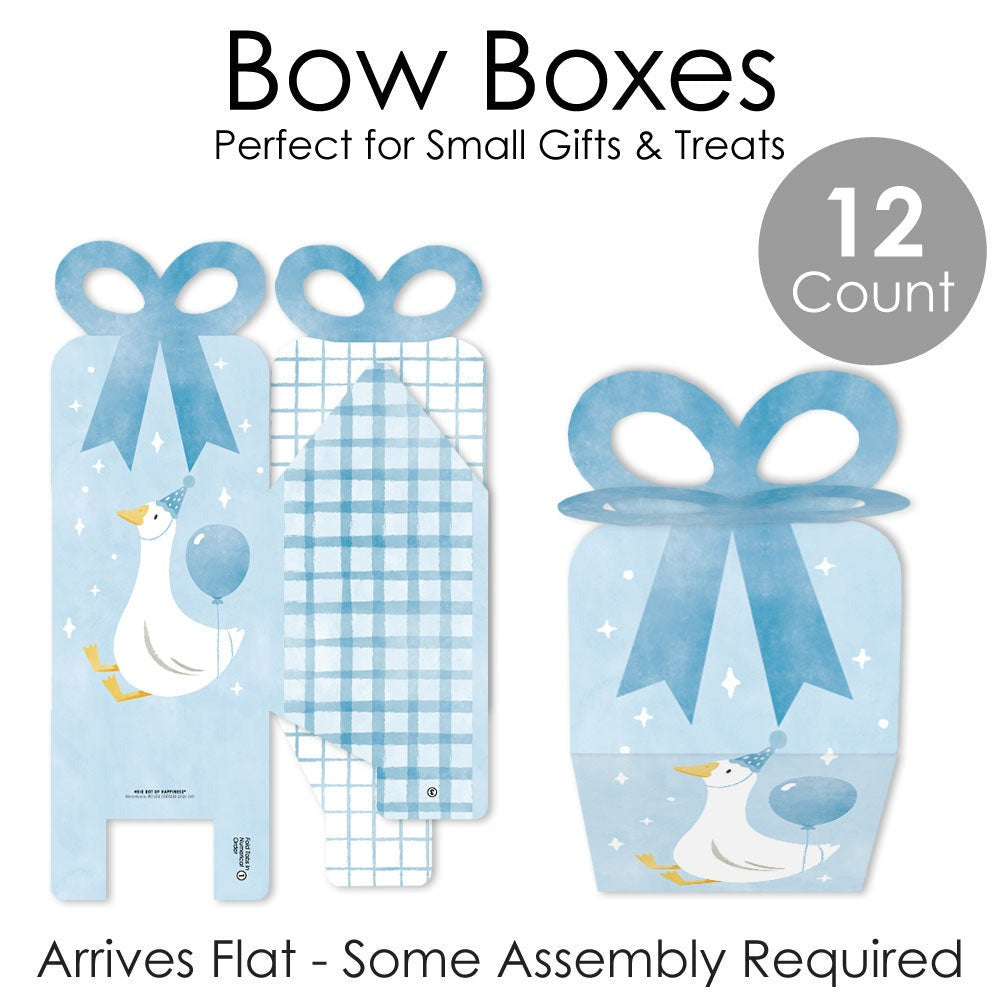 One Silly Goose Blue Bow Boxes - 12 Ct