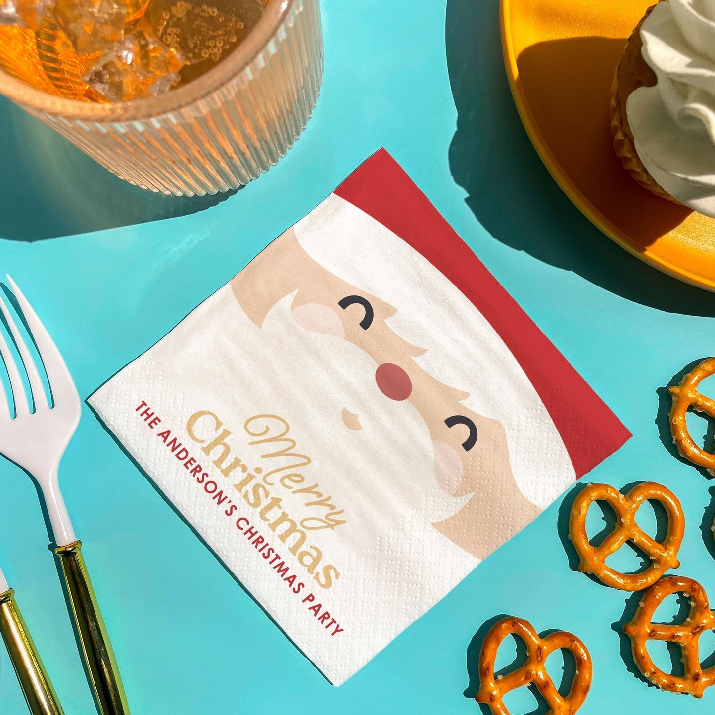 Custom Text Napkins - Jolly Santa