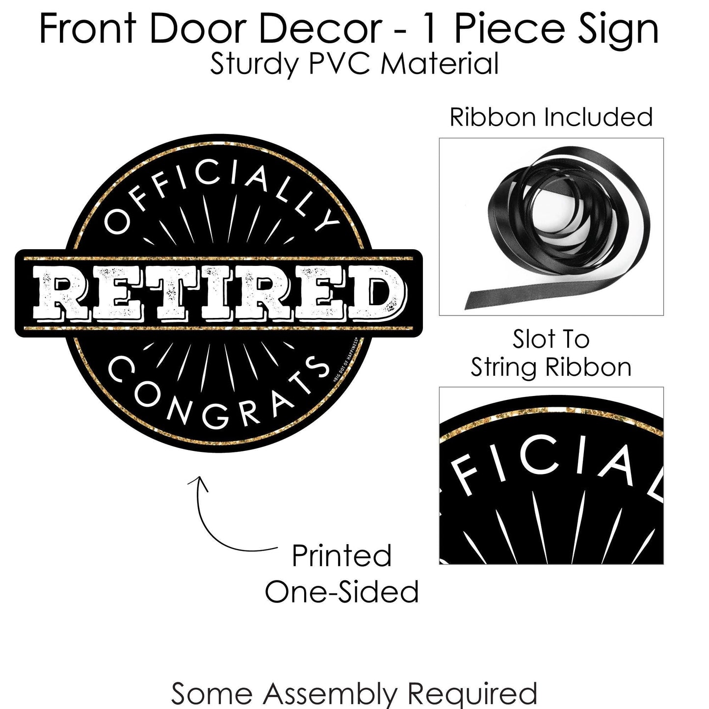 Happy Retirement - Hanging Porch Retirement Party Outdoor Decorations - Front Door Decor - 1 Piece Sign