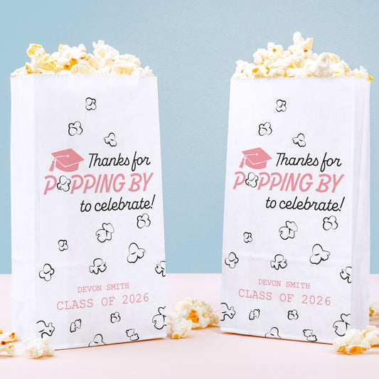 Custom Text Popcorn Bags - Pink Grad - 100 Ct