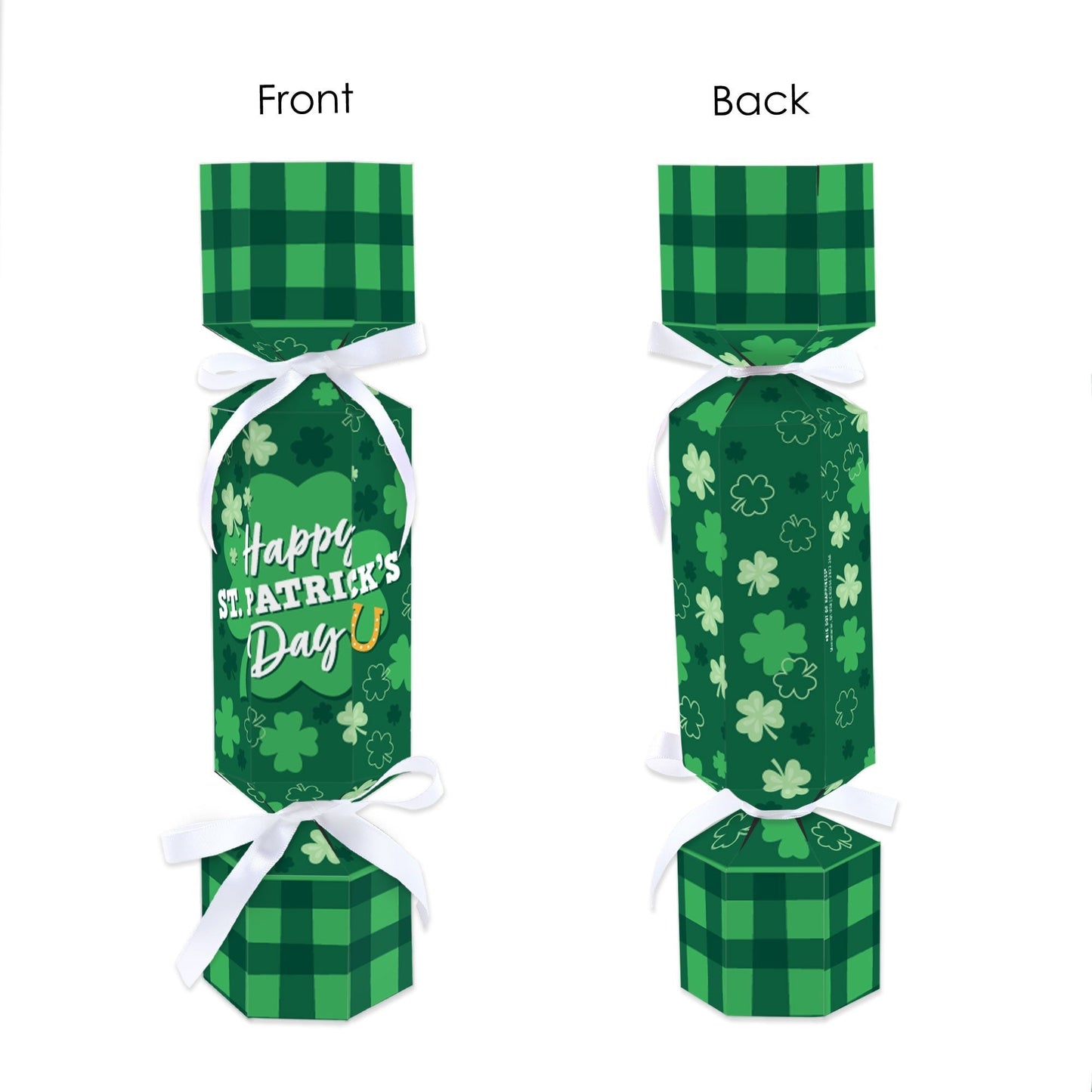 Shamrock St. Patrick's Day - No Snap Saint Paddy’s Day Party Table Favors - DIY Cracker Boxes - Set of 12