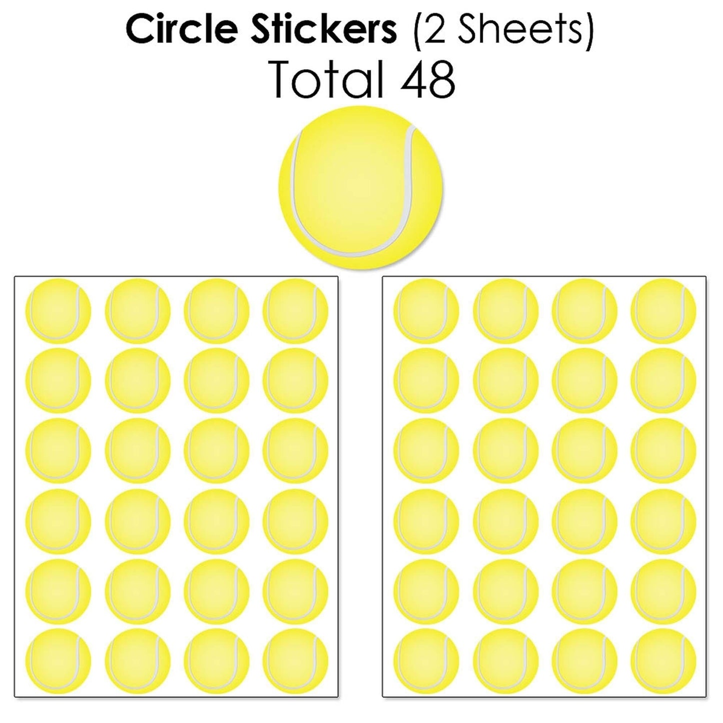 You Got Served - Tennis - Mini Candy Bar Wrappers, Round Candy Stickers and Circle Stickers - Baby Shower or Tennis Ball Birthday Party Candy Favor Sticker Kit - 304 Pieces