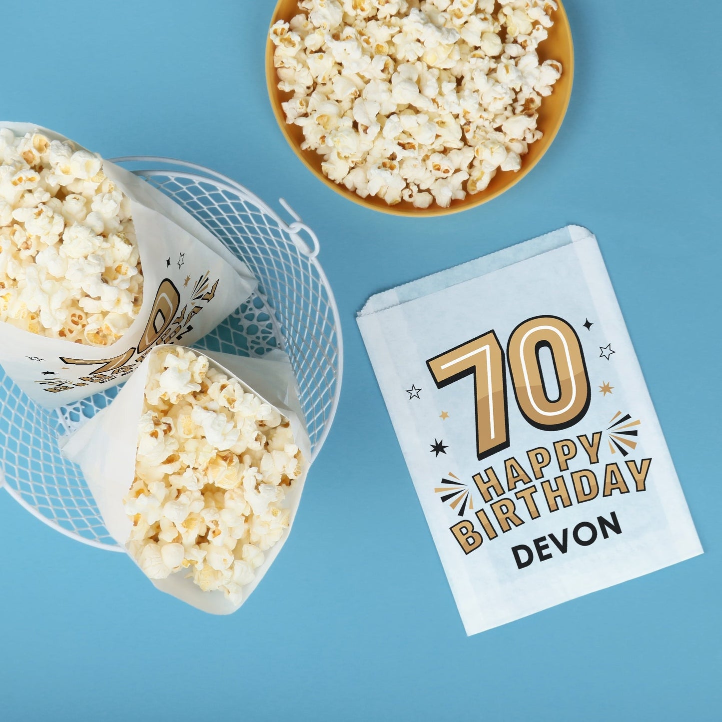 Custom Text Paper Treat Bags - 70th Birthday