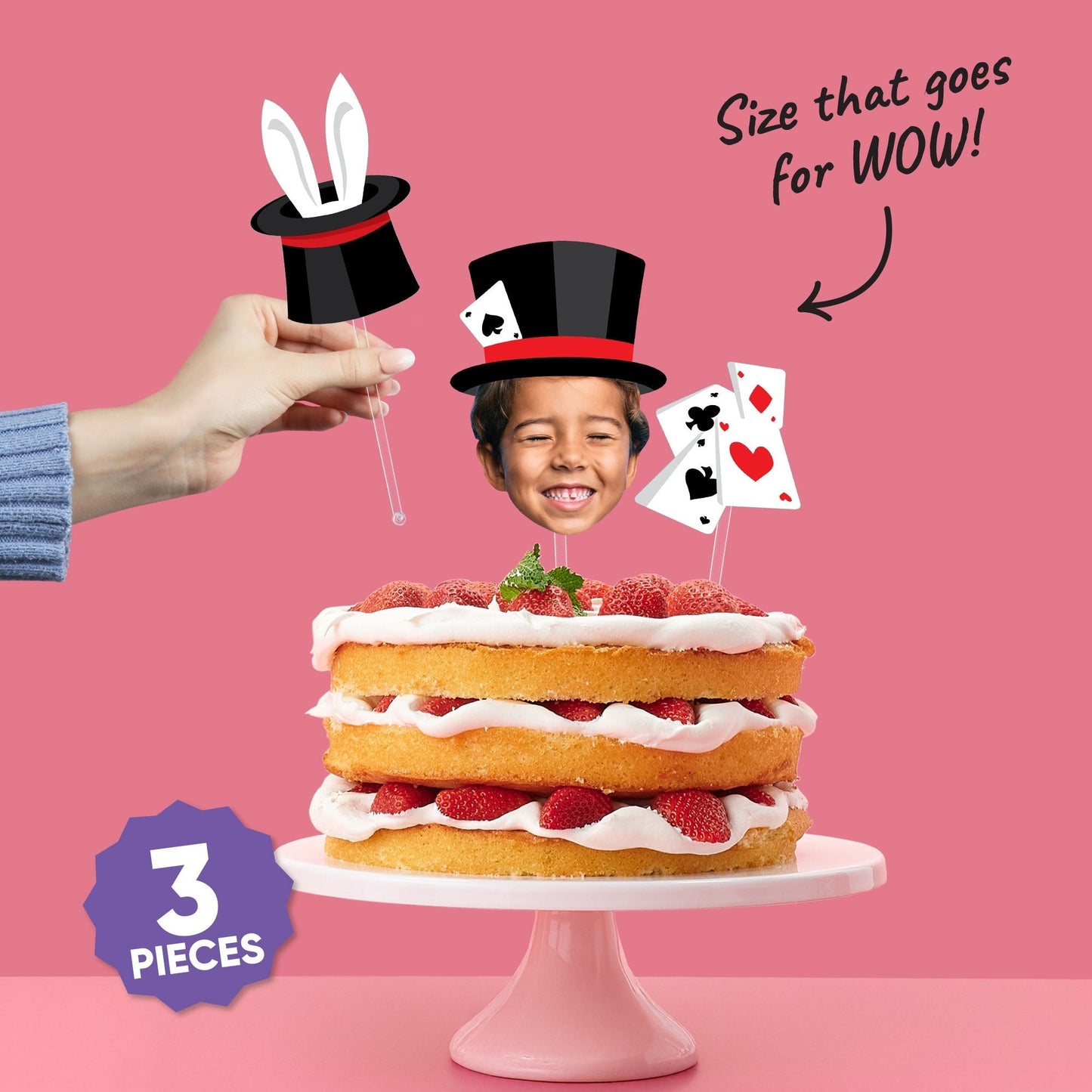 Custom Photo Magic Show Cake Topper - 3 Pc
