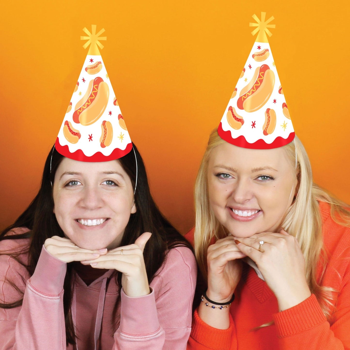 Hot Dog Cone Party Hats - Set of 8 (Standard Size)