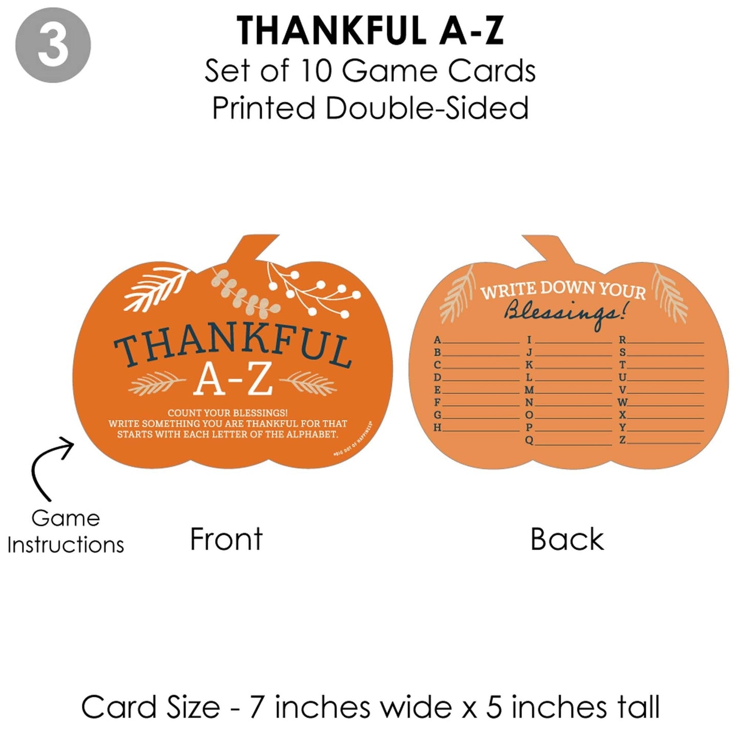 Happy Thanksgiving - 4 Fall Harvest Party Games - 10 Cards Each - What's Your Turkey Name, Photo Scavenger Hunt, This or That, Thankful A-Z - Gamerific Bundle