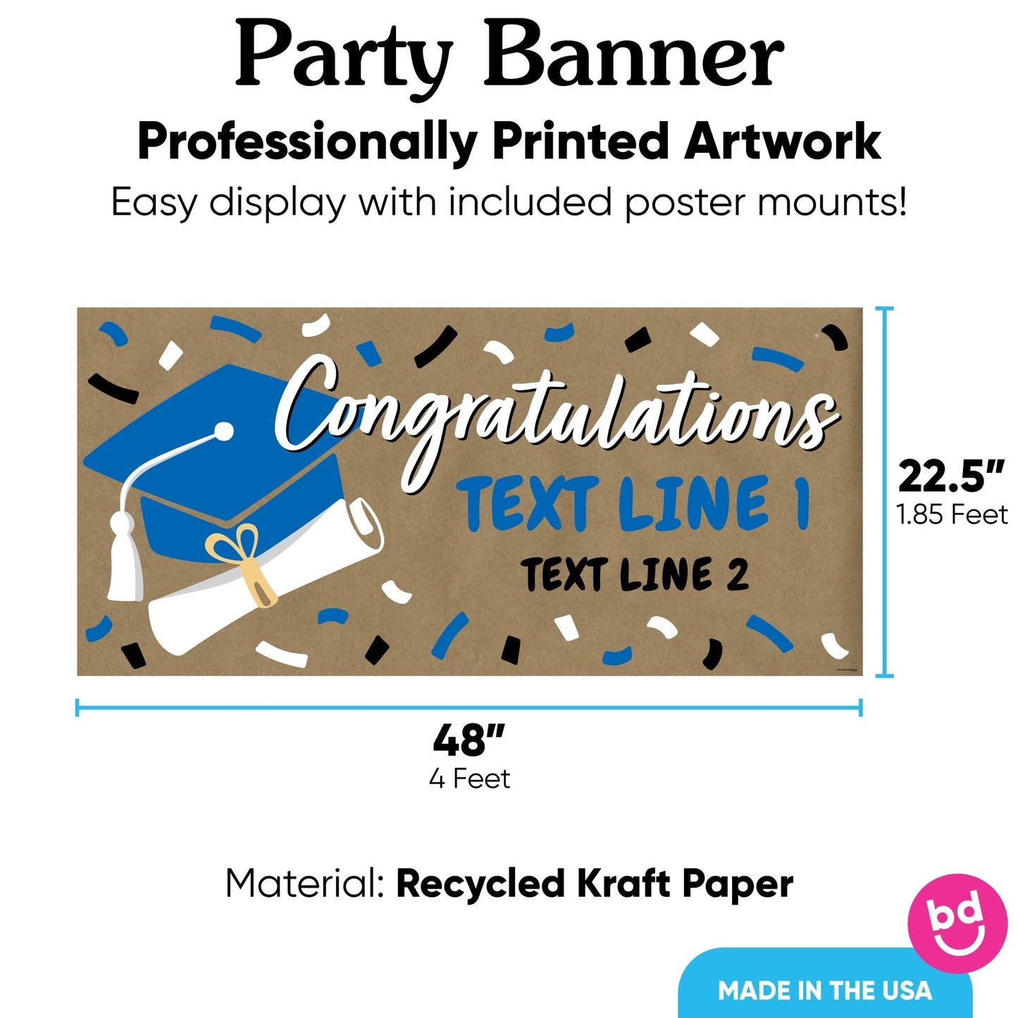 Custom Text Blue Grad Kraft Banner