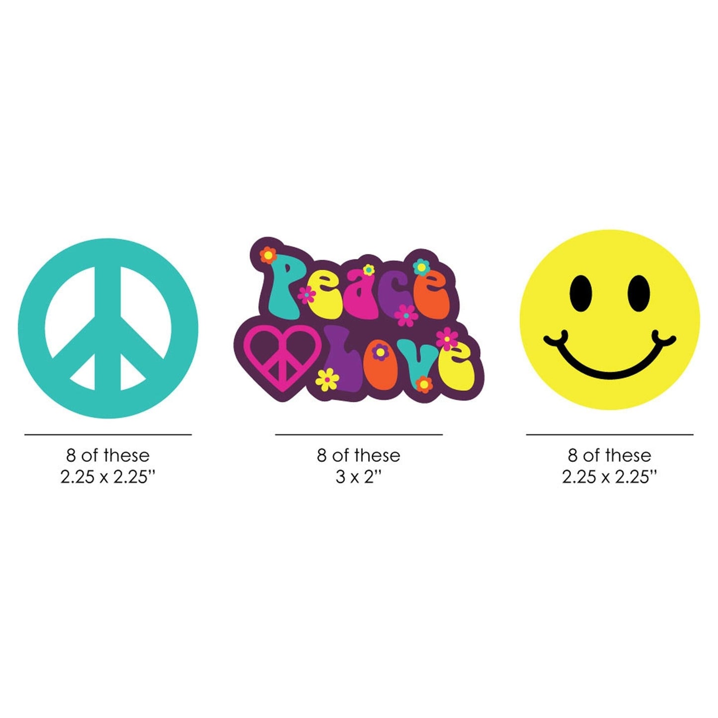 60's Hippie - DIY Shaped 1960s Groovy Party Cut-Outs - 24 ct