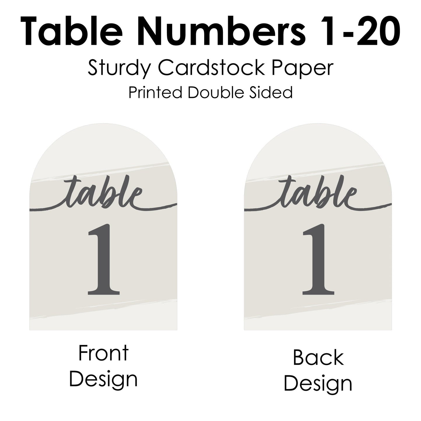 Elegantly Simple Table Numbers - 20 Ct