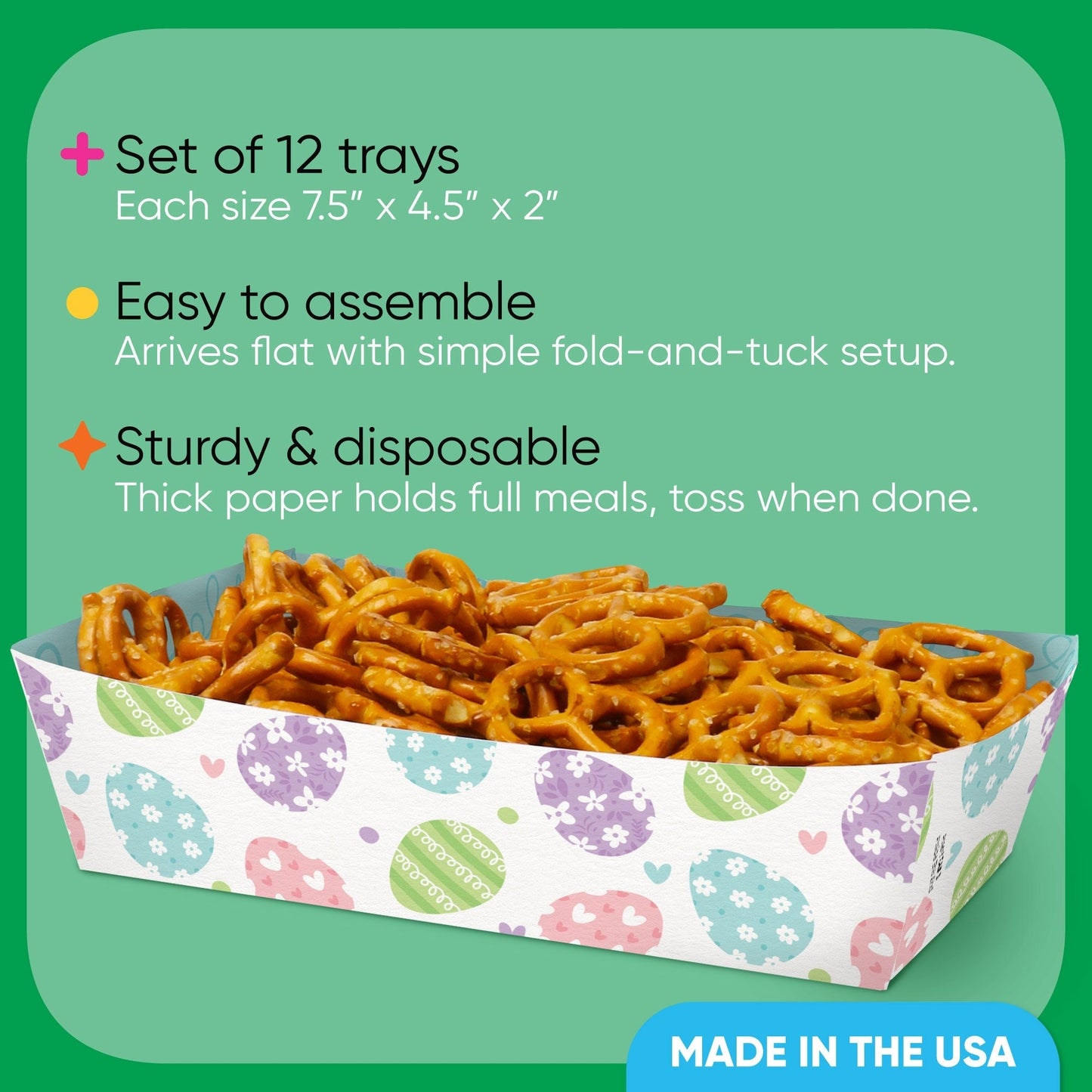 Spring Easter Paper Food Trays - 12 Ct