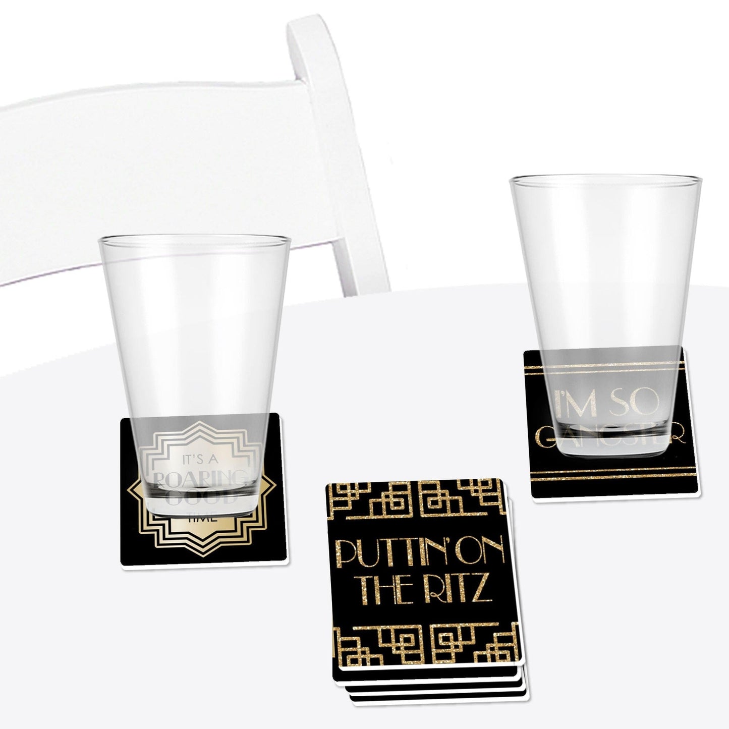 Roaring 20's - Funny 1920s Art Deco Jazz Party Decorations - Drink Coasters - Set of 6