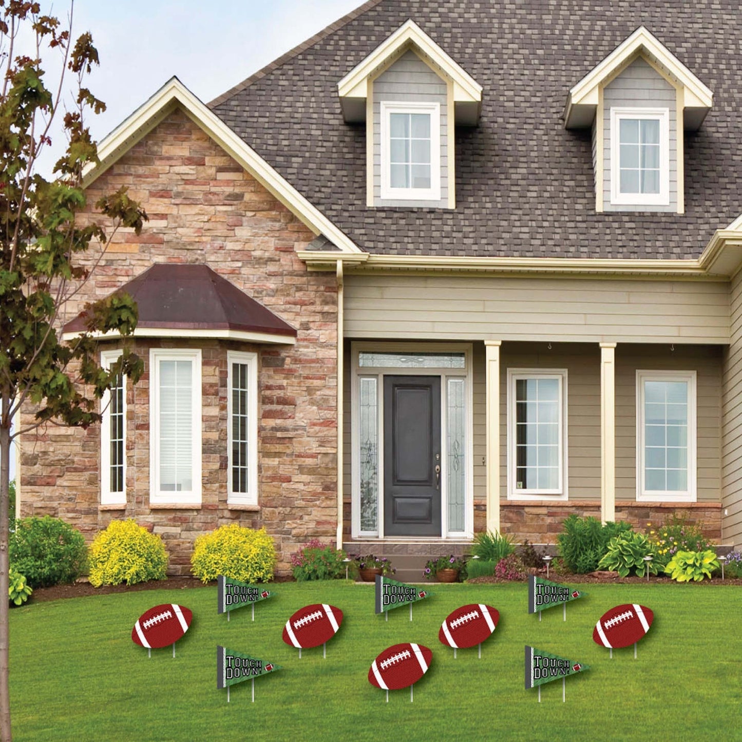 End Zone - Football - Lawn Decorations - Outdoor Baby Shower or Birthday Party Yard Decorations - 10 Piece