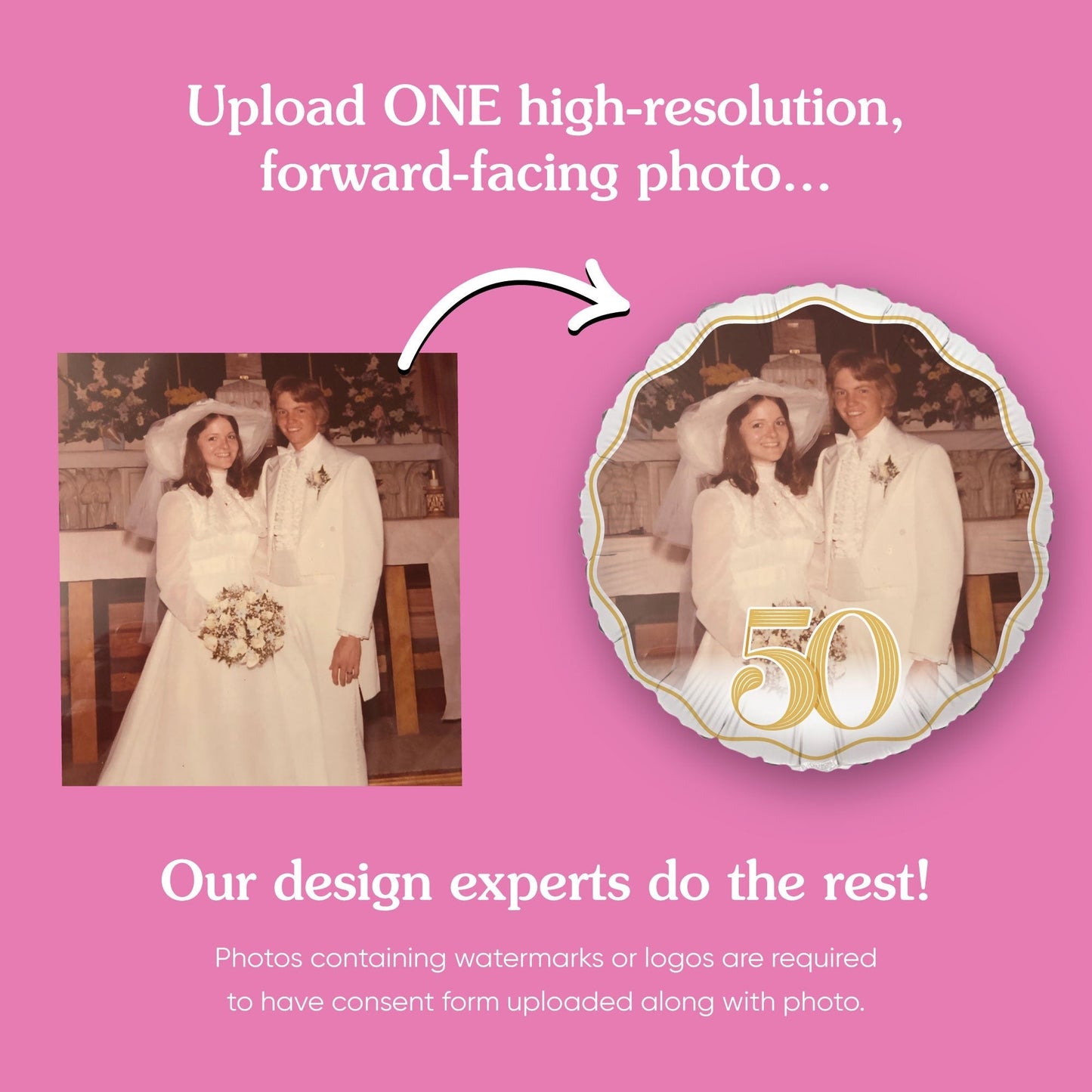 Custom Photo Balloon - 50th Wedding Anniversary - 1 Ct