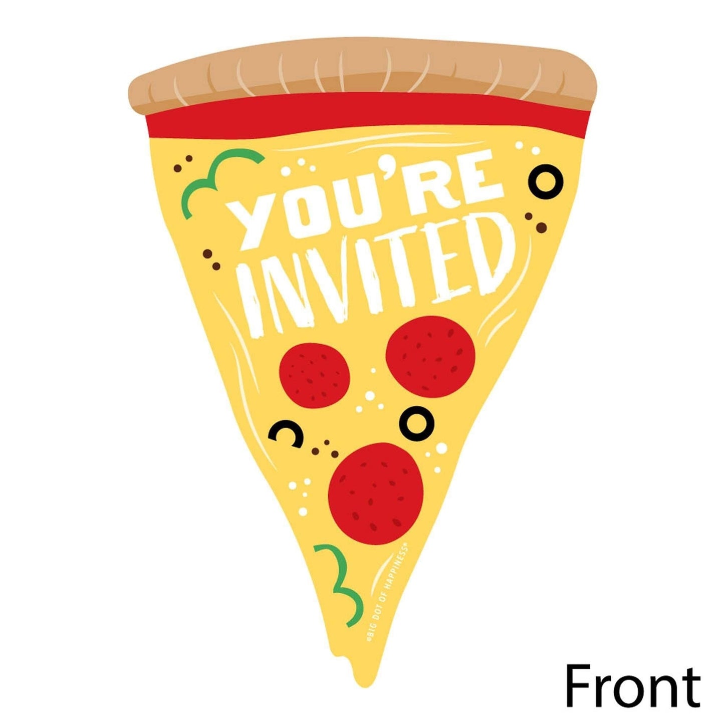 Pizza Party Time - Shaped Fill-In Invitations - Baby Shower or Birthday Party Invitation Cards with Envelopes - Set of 12