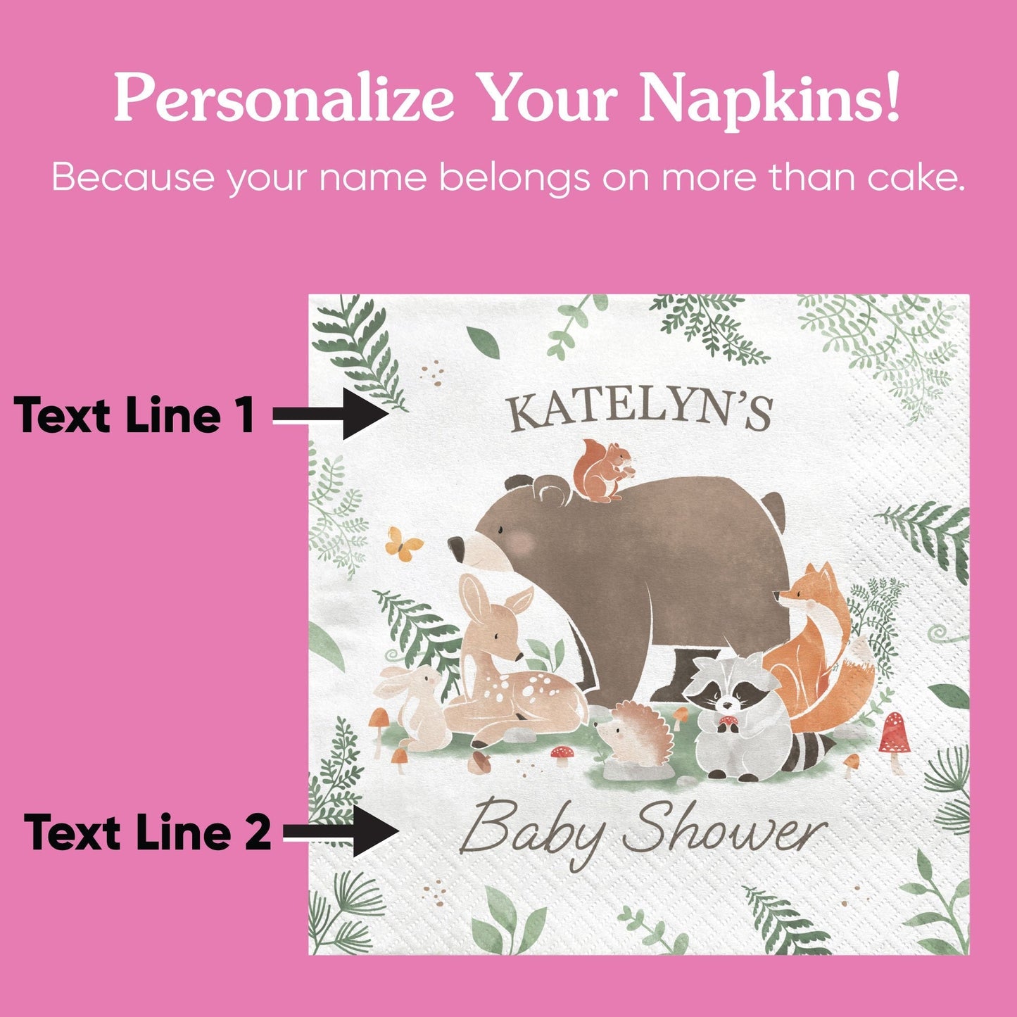 Custom Text Napkins - Woodland Animals