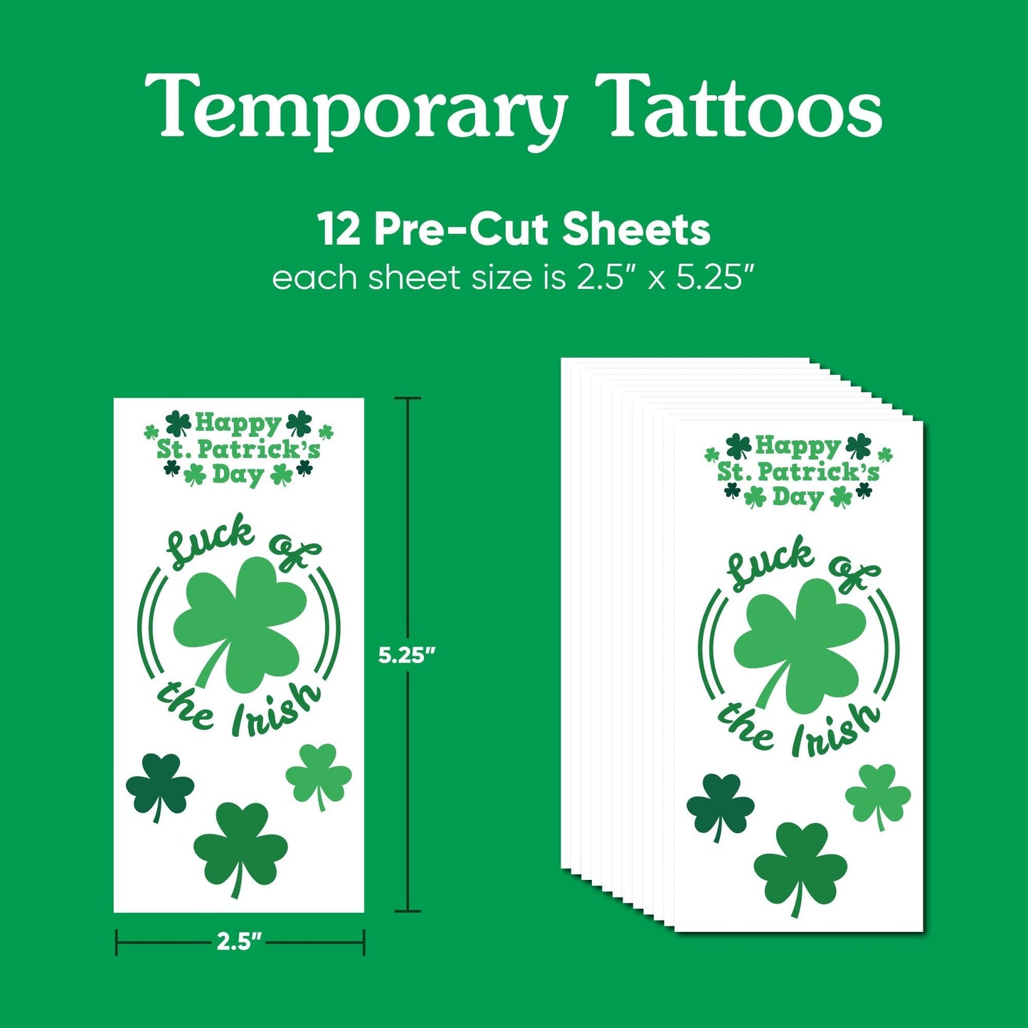 St. Patrick's Day Temporary Tattoos - 60 Ct