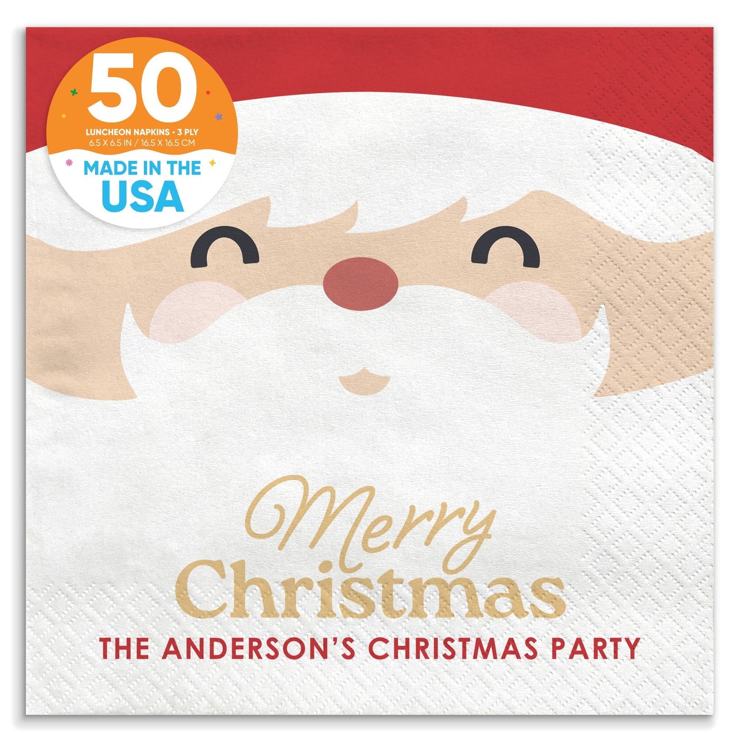 Custom Text Napkins - Jolly Santa