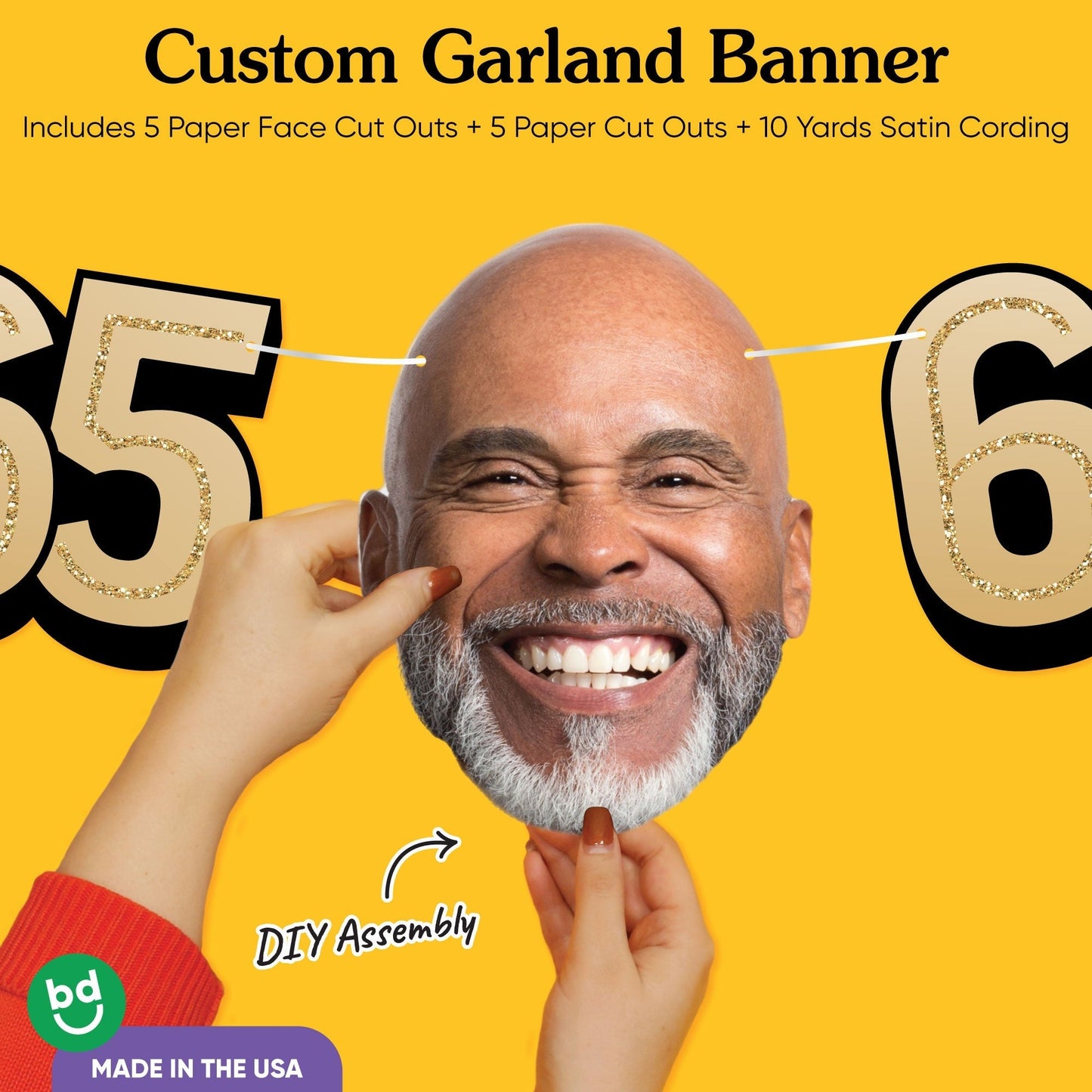 Custom Face 65th Birthday Garland Banner