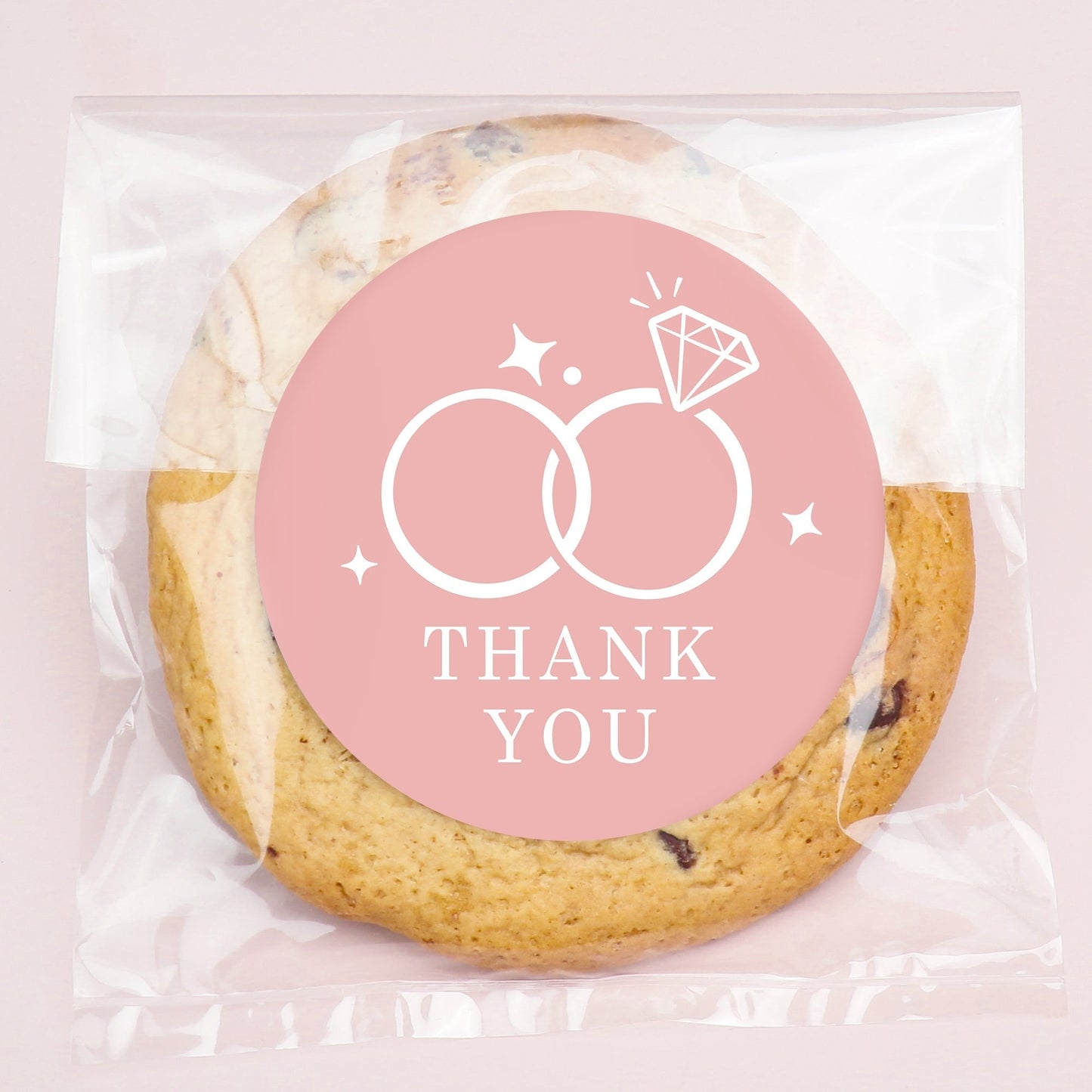 Wedding Thank You Stickers & Clear Cookie Bags - 25 Ct