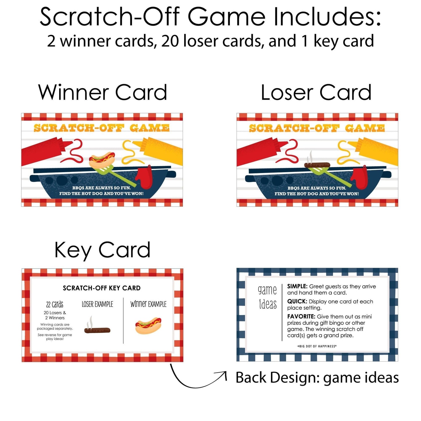 Fire Up the Grill - Summer BBQ Picnic Party Game Scratch Off Cards - 22 Count