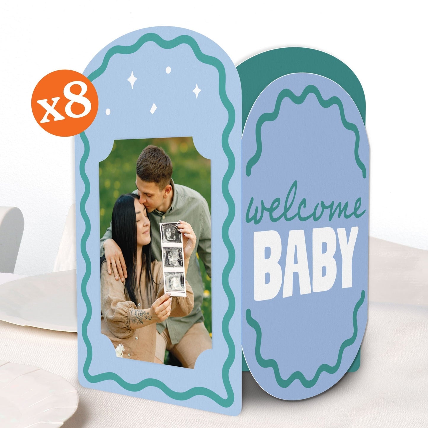 Wavy Baby Shower Photo Centerpieces - 8 Ct
