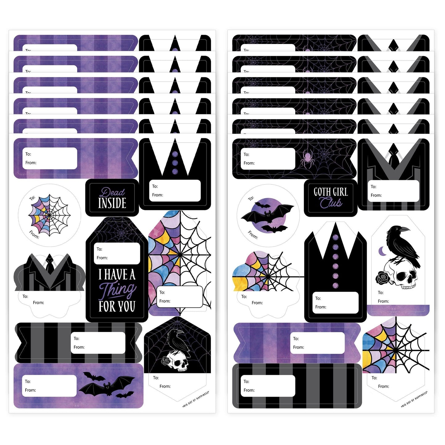 Goth Girl To and From Stickers - 12 Sheets