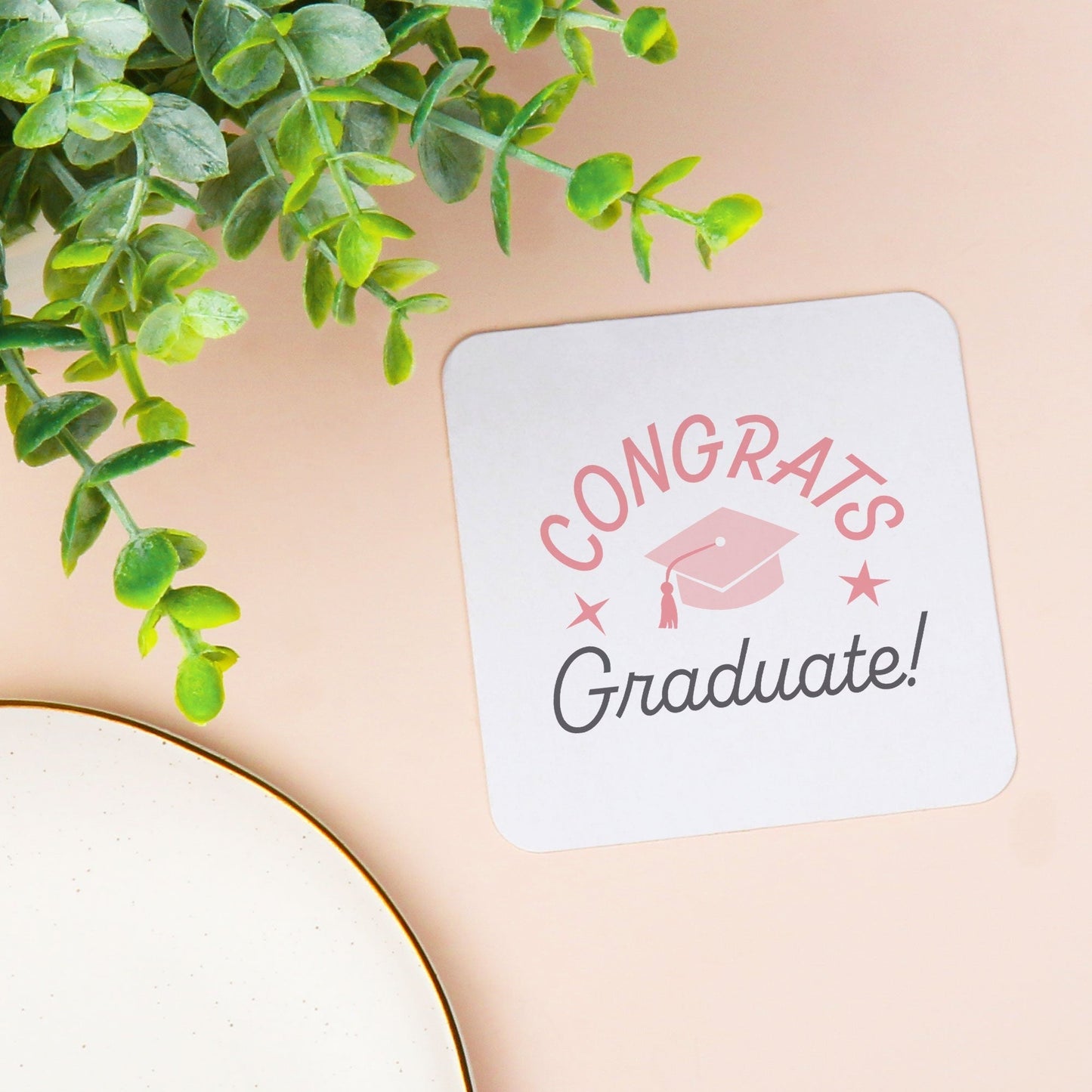 Drink Coasters - Pink Congrats Graduate - 25 Ct