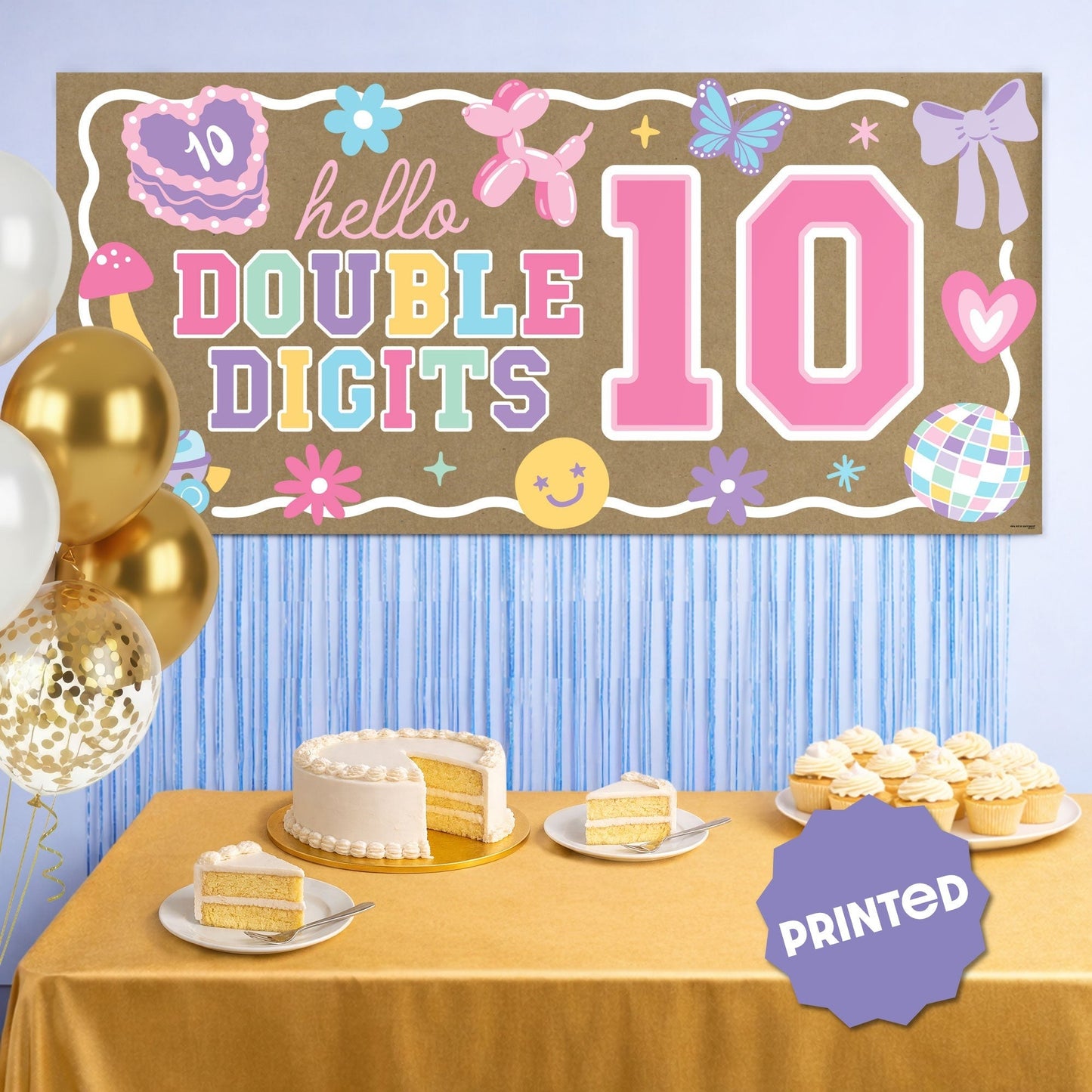 Preppy 10th Birthday Girl Kraft Banner