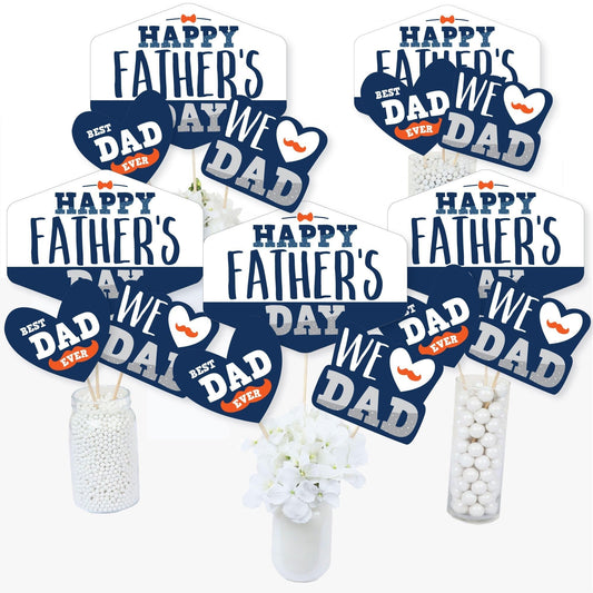 Happy Father's Day - We Love Dad Party Centerpiece Sticks - Table Toppers - Set of 15