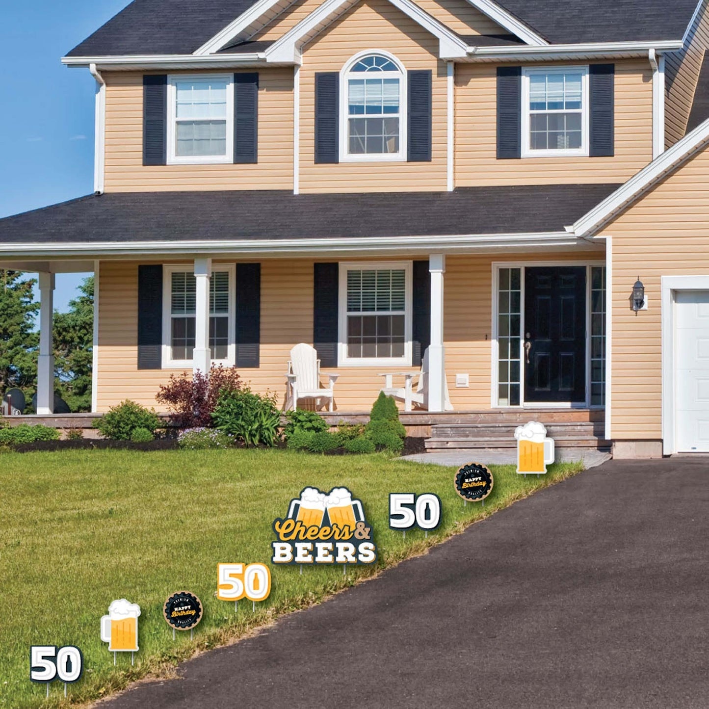 Cheers and Beers to 50 Years - Yard Sign and Outdoor Lawn Decorations - 50th Birthday Party Yard Signs - Set of 8