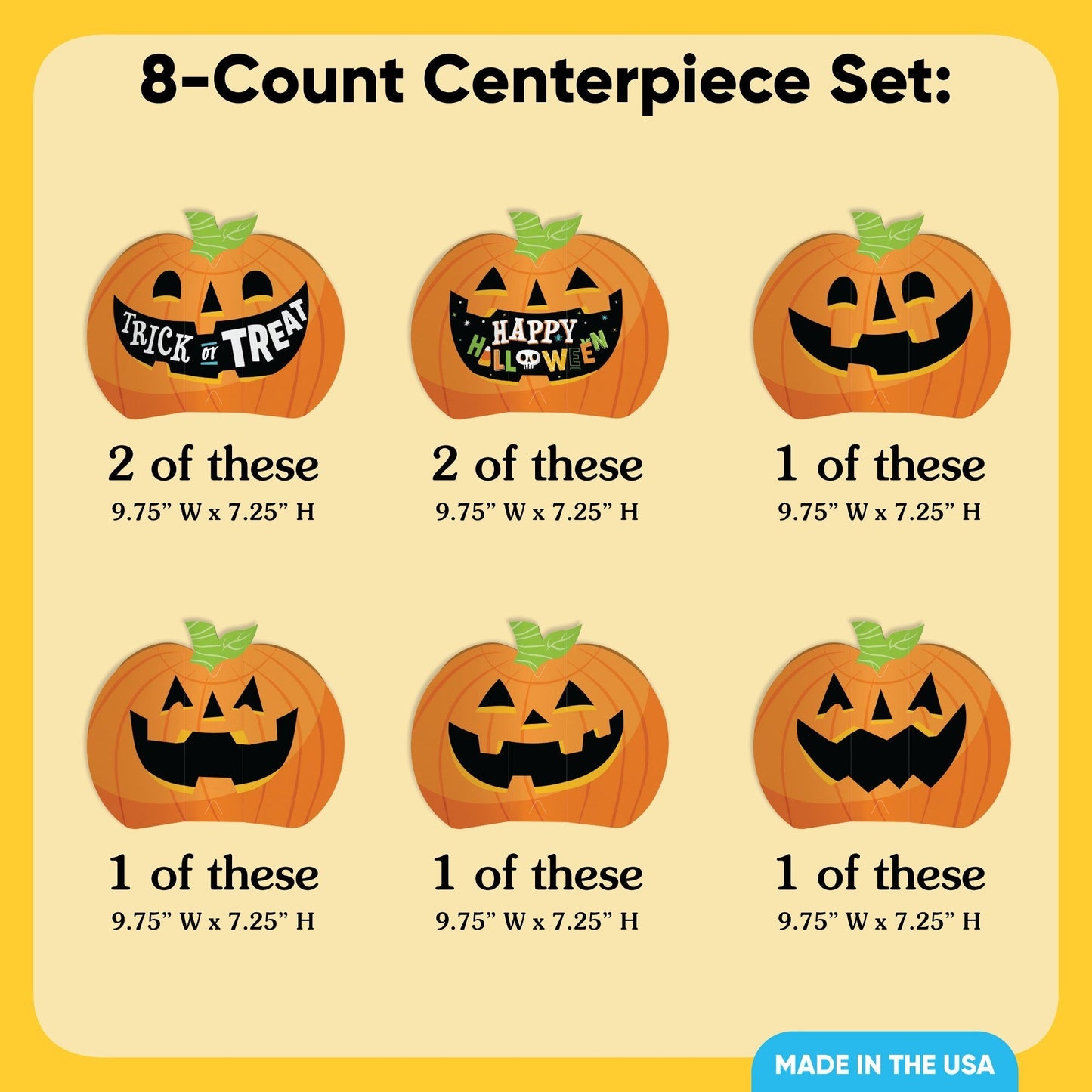 Jack O Lantern 3D Centerpieces - 8 Ct