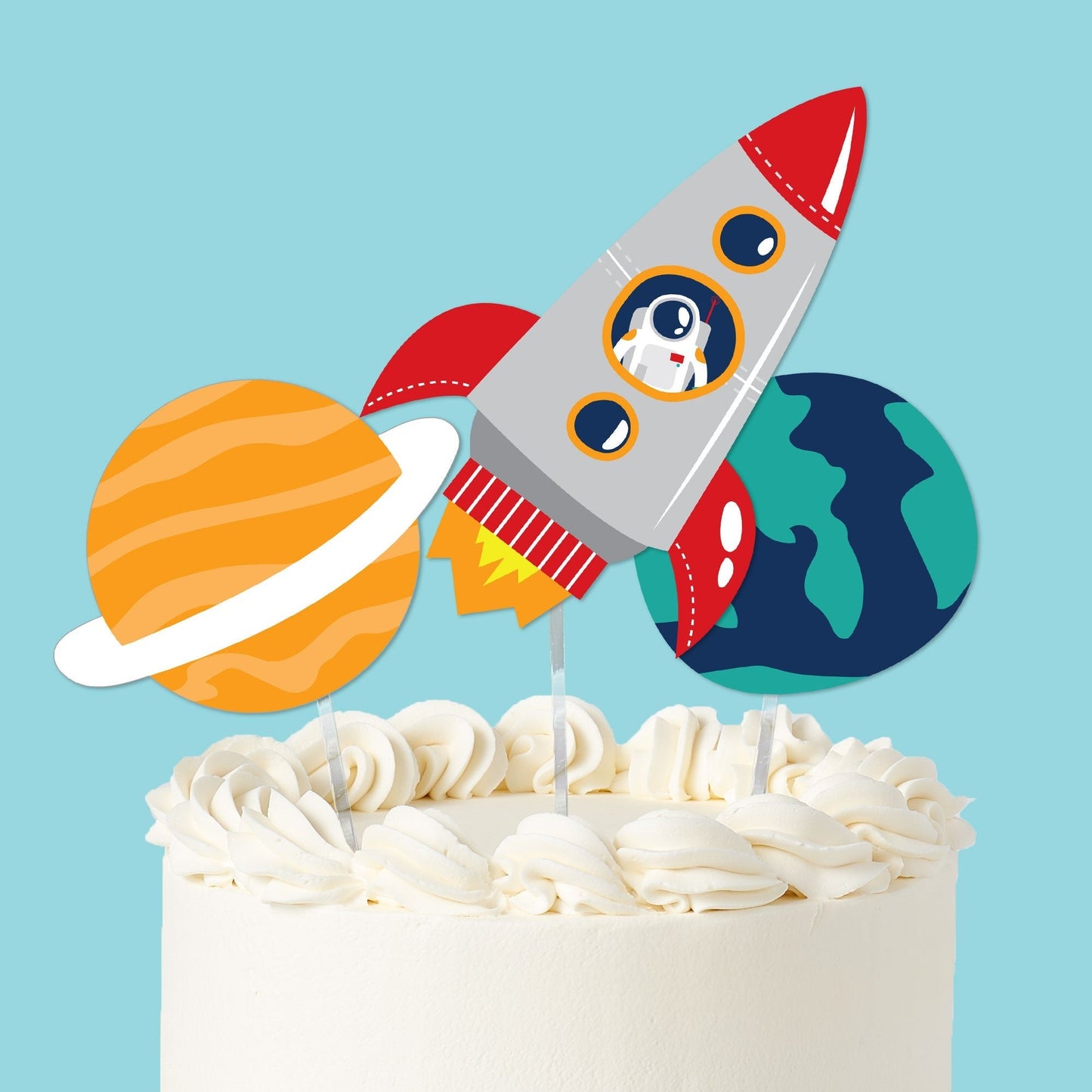 Blast Off to Outer Space Cake Topper - 3 Pc
