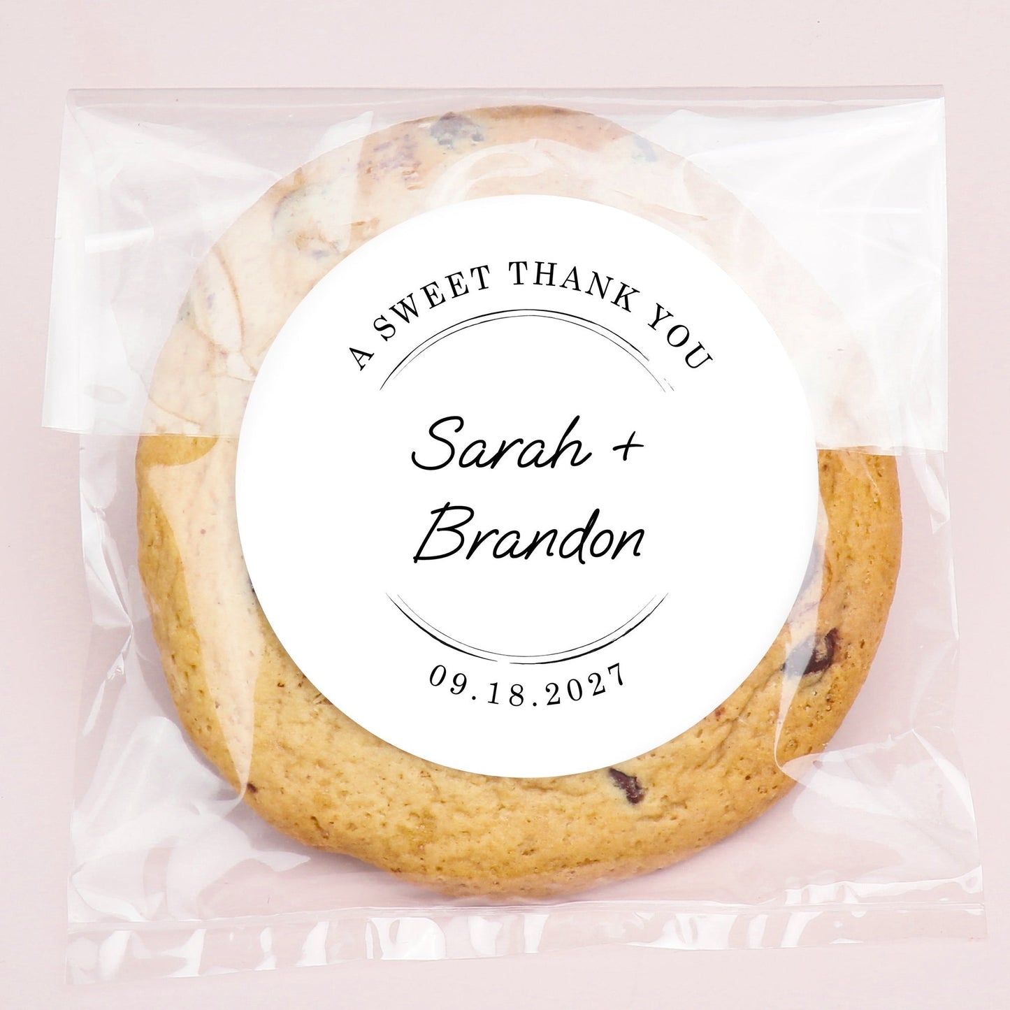 Custom Text Stickers & Clear Cookie Bags - Wedding